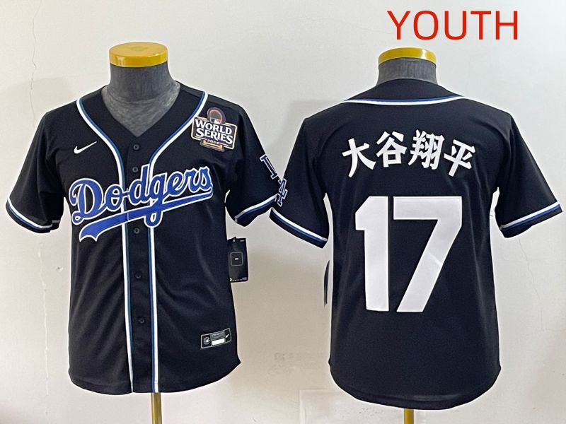 Youth 2025 Los Angeles Dodgers #17 Ohtani Black Three generations Fashion Nike MLB Jersey style 21->youth mlb jersey->Youth Jersey